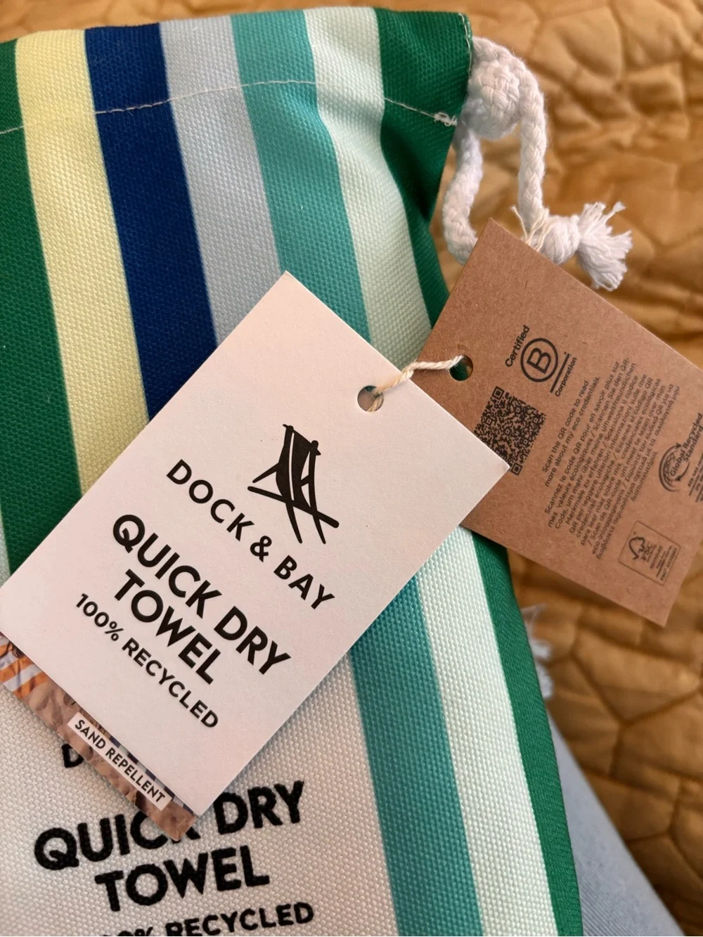 Dock & Bay Quick-Dry Beach Towel XL — Cool Lagoon Teal, Green & Blue Stripe